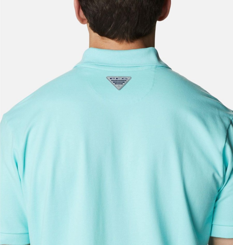 Turquoise Men's Columbia PFG Bonefish Pique Polo Shirt | UZRNC-2375