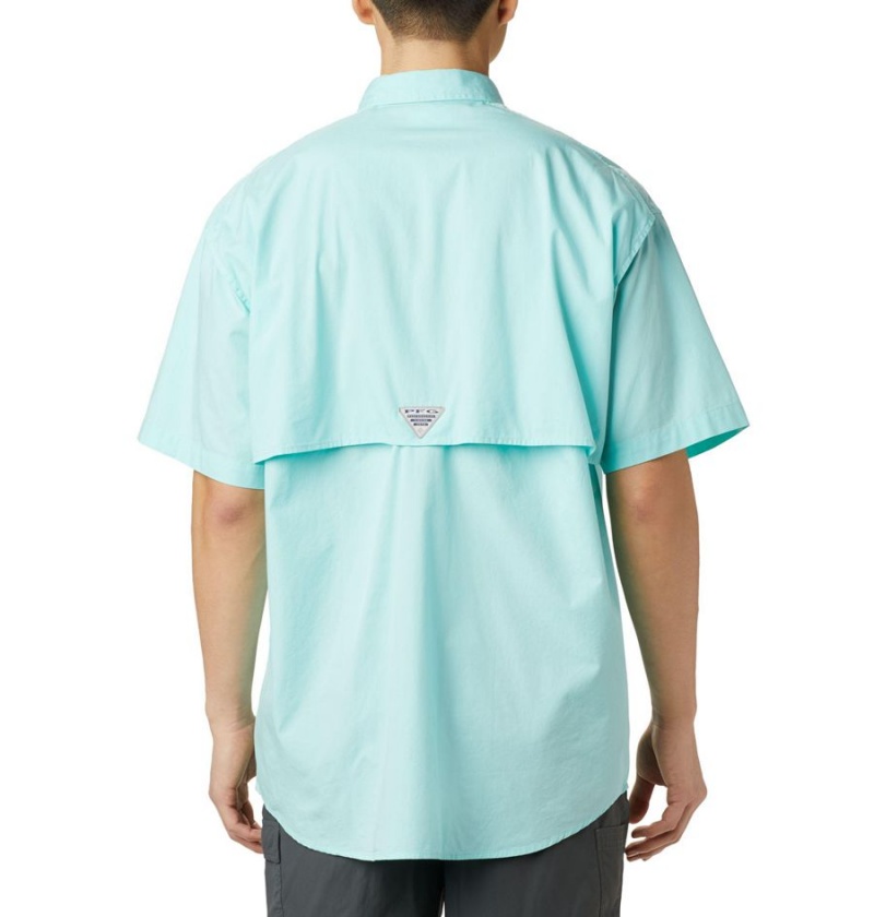 Turquoise Men's Columbia PFG Bonehead Short Sleeve Shirt | TQDVK-8491