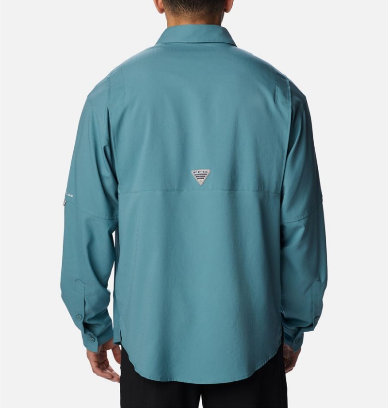 Turquoise Men's Columbia PFG Tamiami II Long Sleeve Shirt | NTHJE-1495