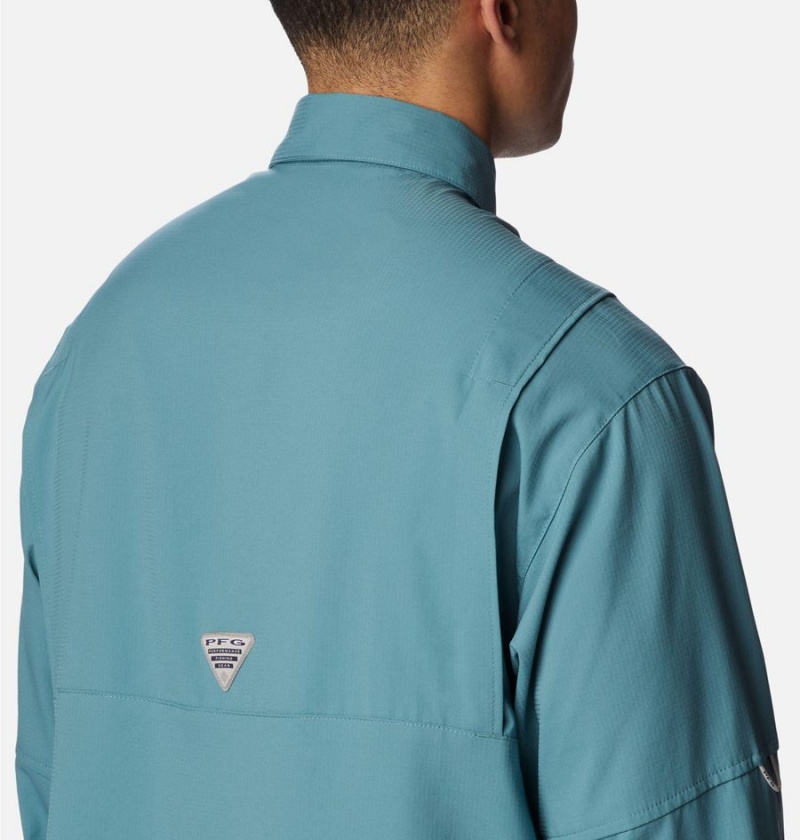 Turquoise Men's Columbia PFG Tamiami II Long Sleeve Shirt | NTHJE-1495