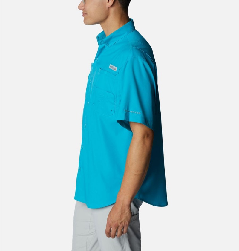 Turquoise Men's Columbia PFG Tamiami II Short Sleeve Shirt | CRZYF-1284