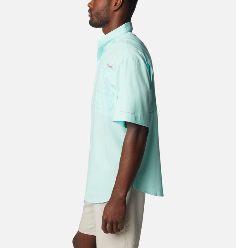 Turquoise Men's Columbia PFG Tamiami II Short Sleeve Shirt | KCVZU-0368