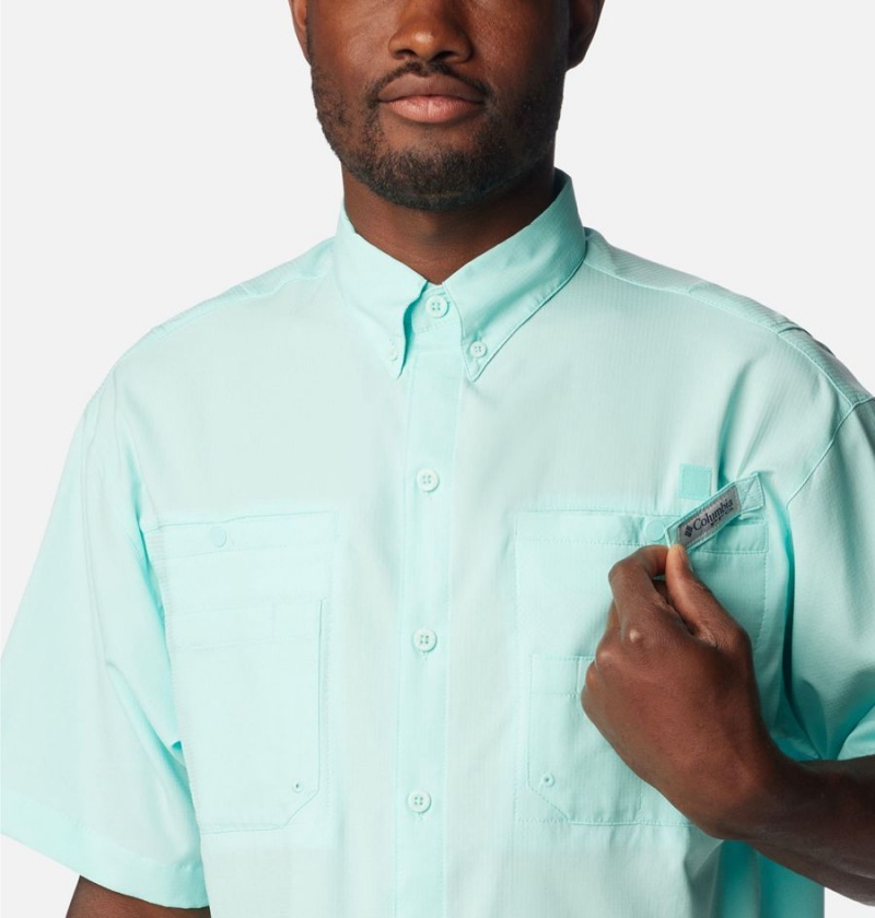 Turquoise Men's Columbia PFG Tamiami II Short Sleeve Shirt | KCVZU-0368