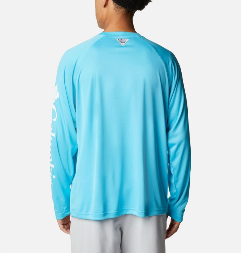 Turquoise Men's Columbia PFG Terminal Tackle Long Sleeve T-Shirt | TEBIN-4801