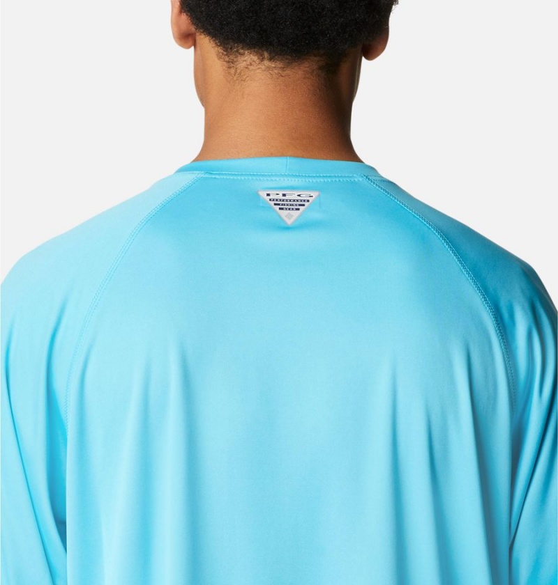 Turquoise Men's Columbia PFG Terminal Tackle Long Sleeve T-Shirt | TEBIN-4801