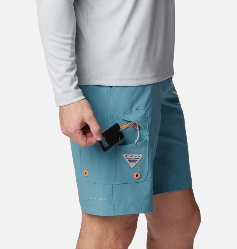 Turquoise Men's Columbia PFG Terminal Tackle Shorts | ECUFG-0492