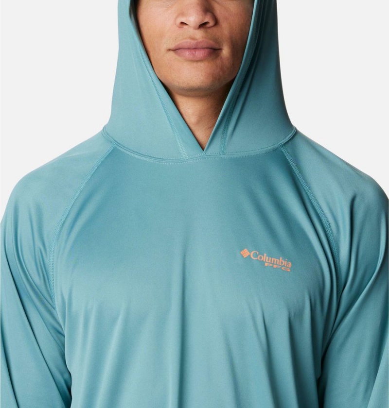 Turquoise Men's Columbia PFG Terminal Tackle Hoodie | DQTKJ-9345