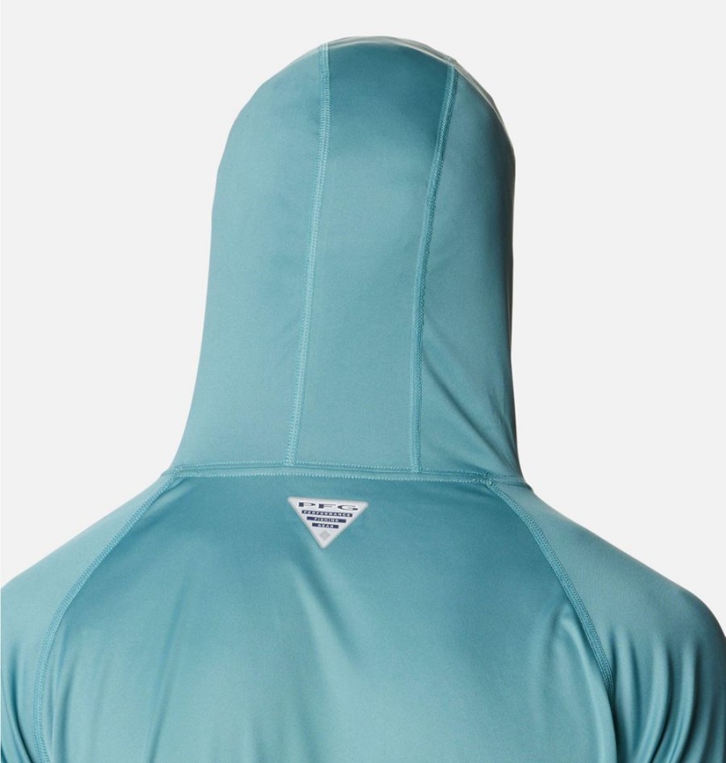 Turquoise Men's Columbia PFG Terminal Tackle Hoodie | DQTKJ-9345