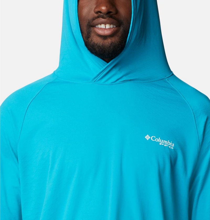 Turquoise Men's Columbia PFG Zero Rules Ice Hoodie | JZYRE-4712