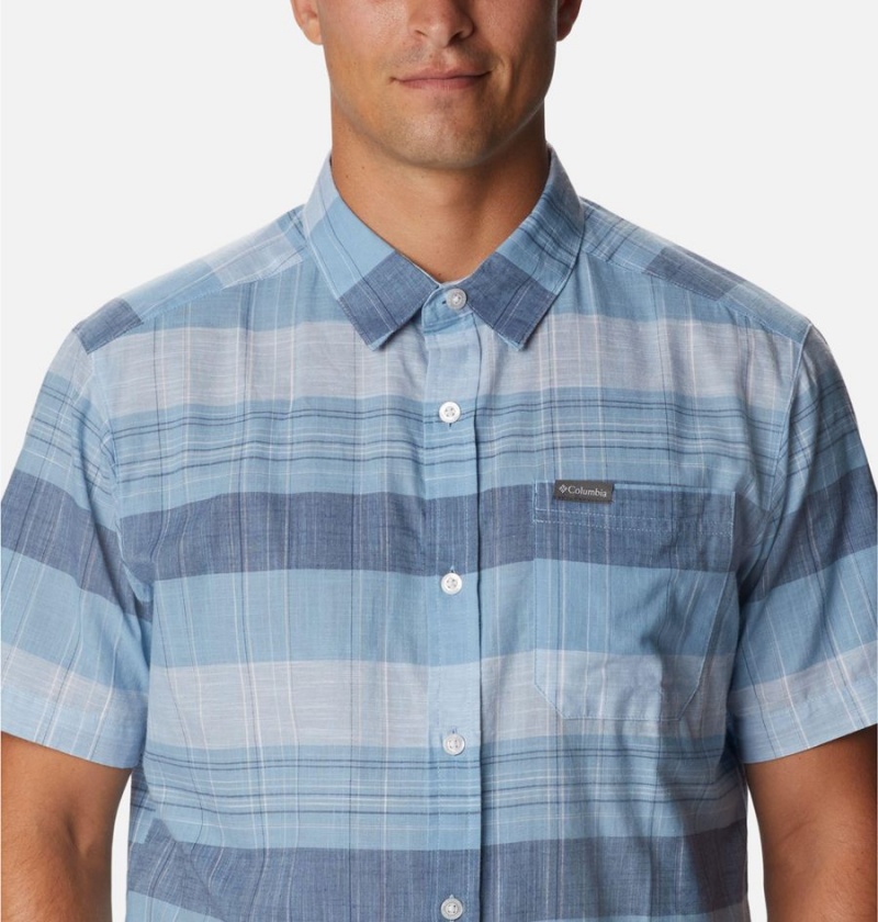 Turquoise Men's Columbia Rapid Rivers Novelty Short Sleeve Shirt | WJLCV-3924