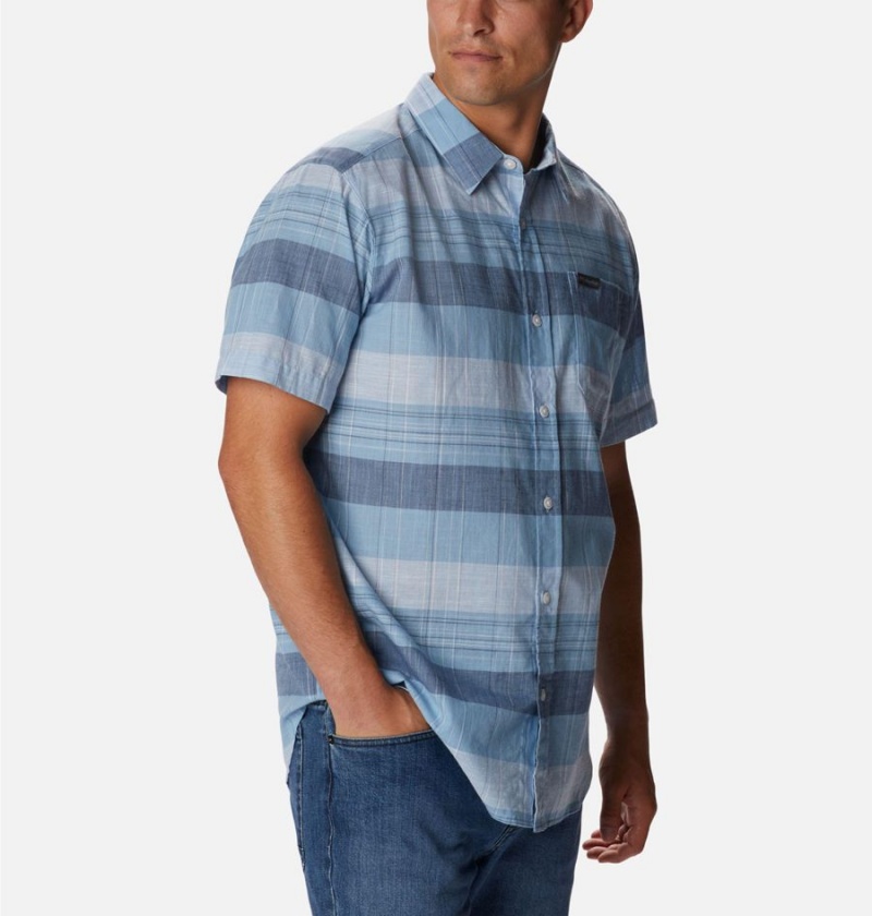 Turquoise Men's Columbia Rapid Rivers Novelty Short Sleeve Shirt | WJLCV-3924