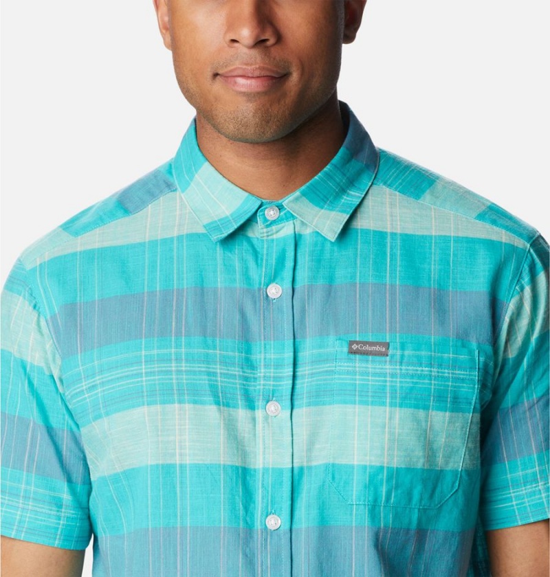 Turquoise Men's Columbia Rapid Rivers Novelty Short Sleeve Shirt | HOCYQ-2574