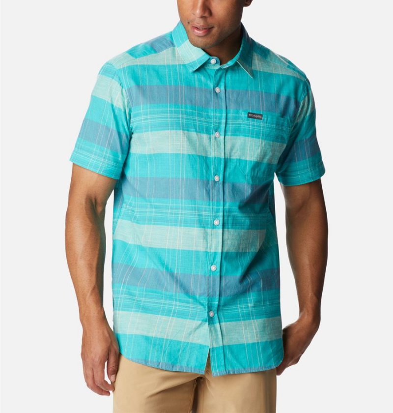 Turquoise Men's Columbia Rapid Rivers Novelty Short Sleeve Shirt | HOCYQ-2574