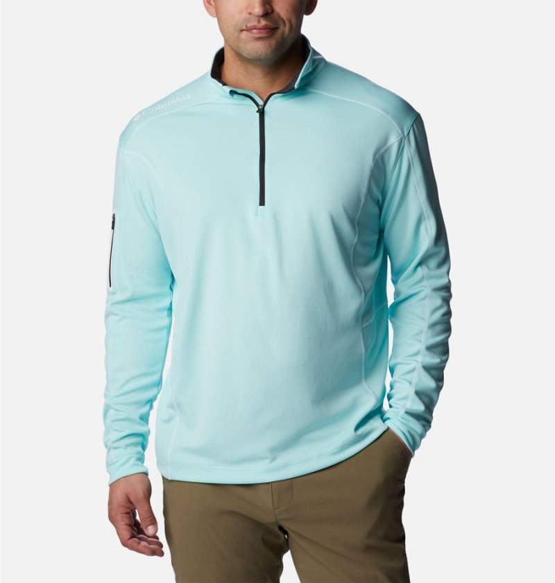 Turquoise Men\'s Columbia Shotgun Quarter Zip Golf Pullover | GBSQU-2679