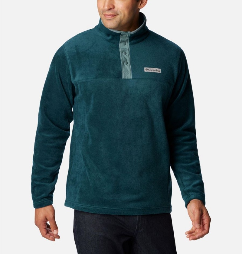 Turquoise Men's Columbia Steens Mountain Half Snap Fleece Pullover | CGHMN-9806