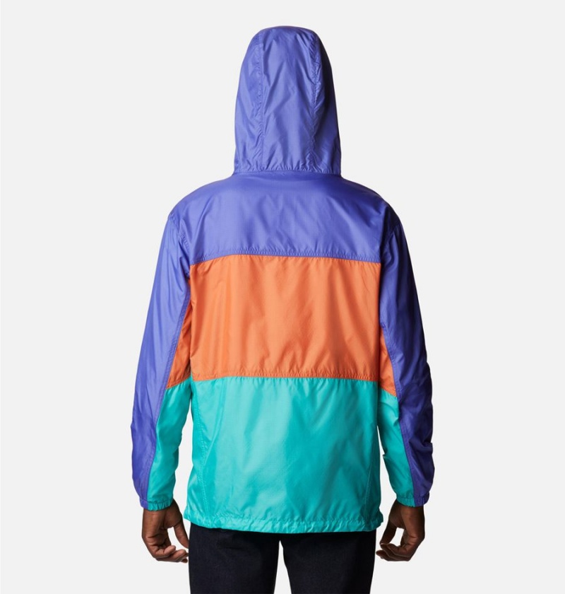 Turquoise Men's Columbia Trail Traveler Windbreaker | FNXRC-9624