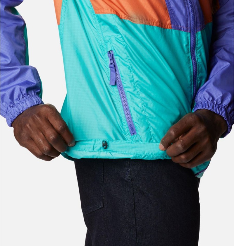 Turquoise Men's Columbia Trail Traveler Windbreaker | FNXRC-9624