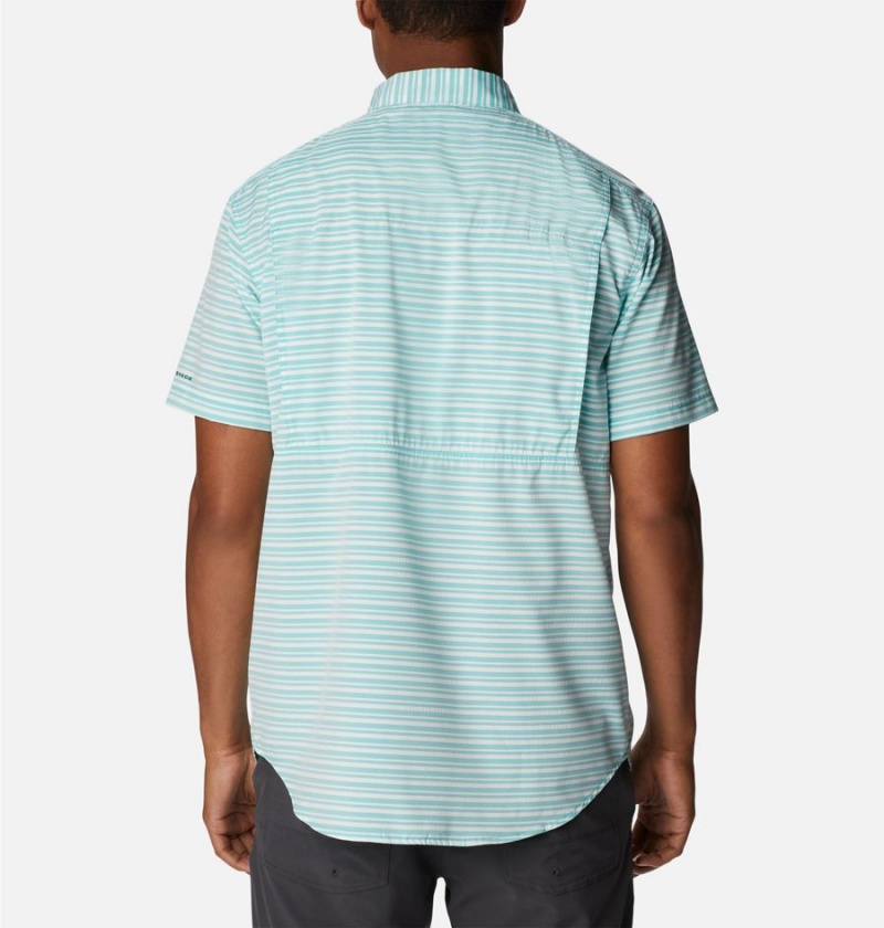 Turquoise Men's Columbia Twisted Creek III Short Sleeve Shirt | ROEXH-9132