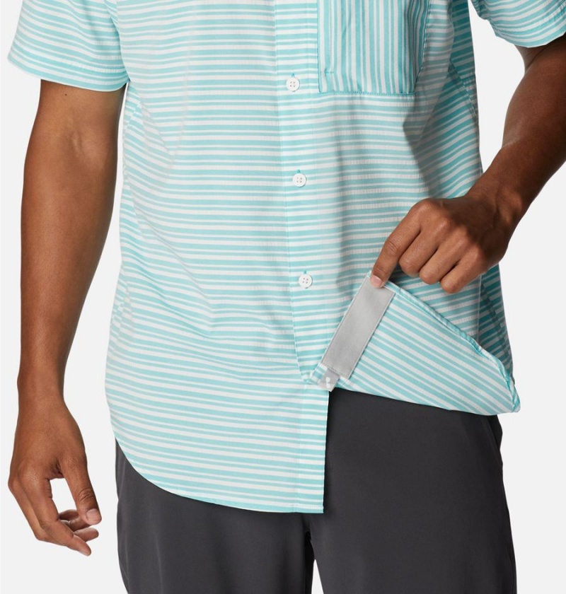 Turquoise Men's Columbia Twisted Creek III Short Sleeve Shirt | ROEXH-9132