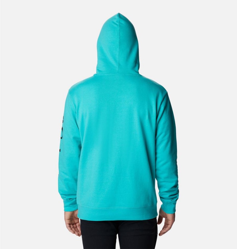 Turquoise Men's Columbia Viewmont II Sleeve Graphic Hoodie | GHXKR-4673