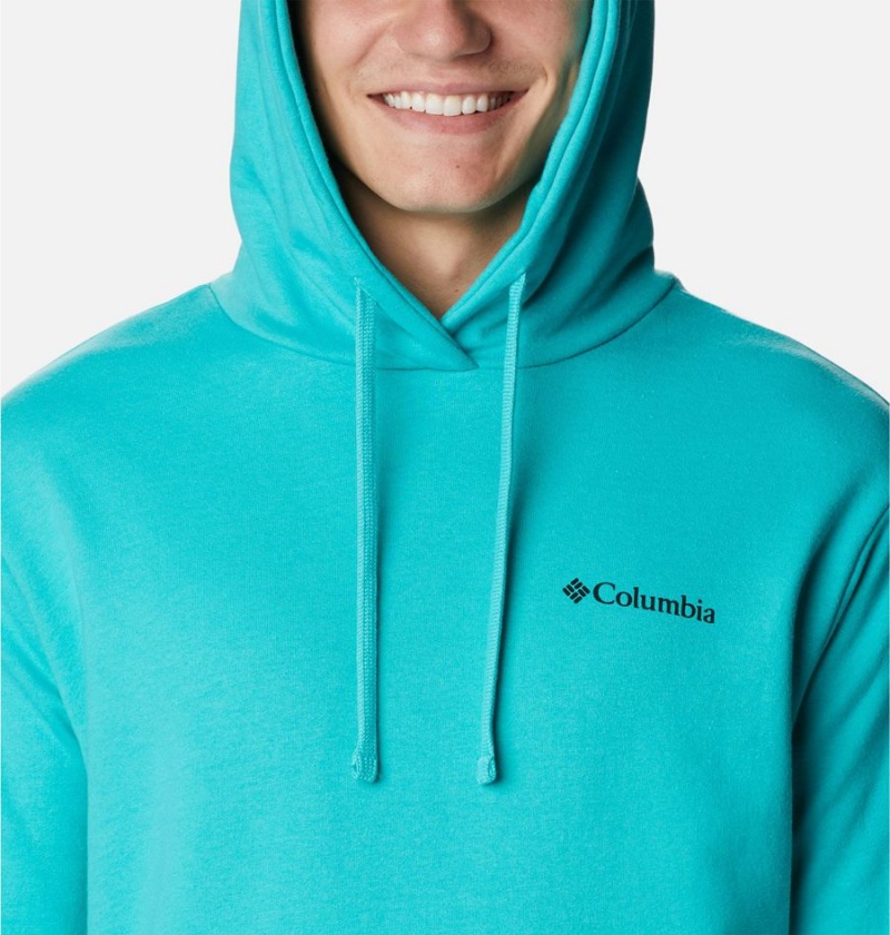 Turquoise Men's Columbia Viewmont II Sleeve Graphic Hoodie | GHXKR-4673