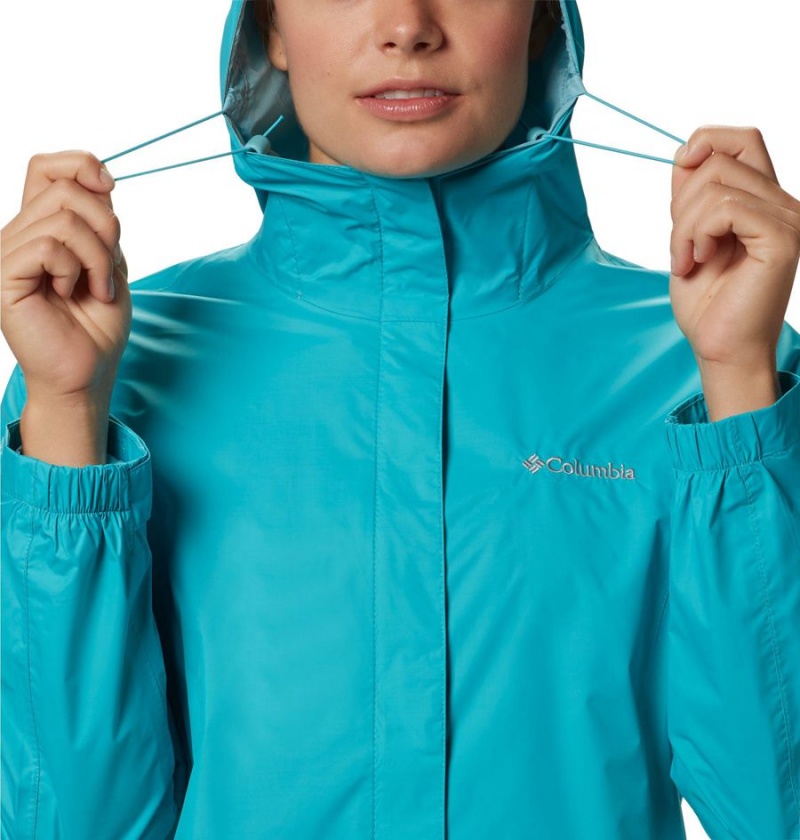 Turquoise Women's Columbia Arcadia II Rain Jacket | WKSBU-0425