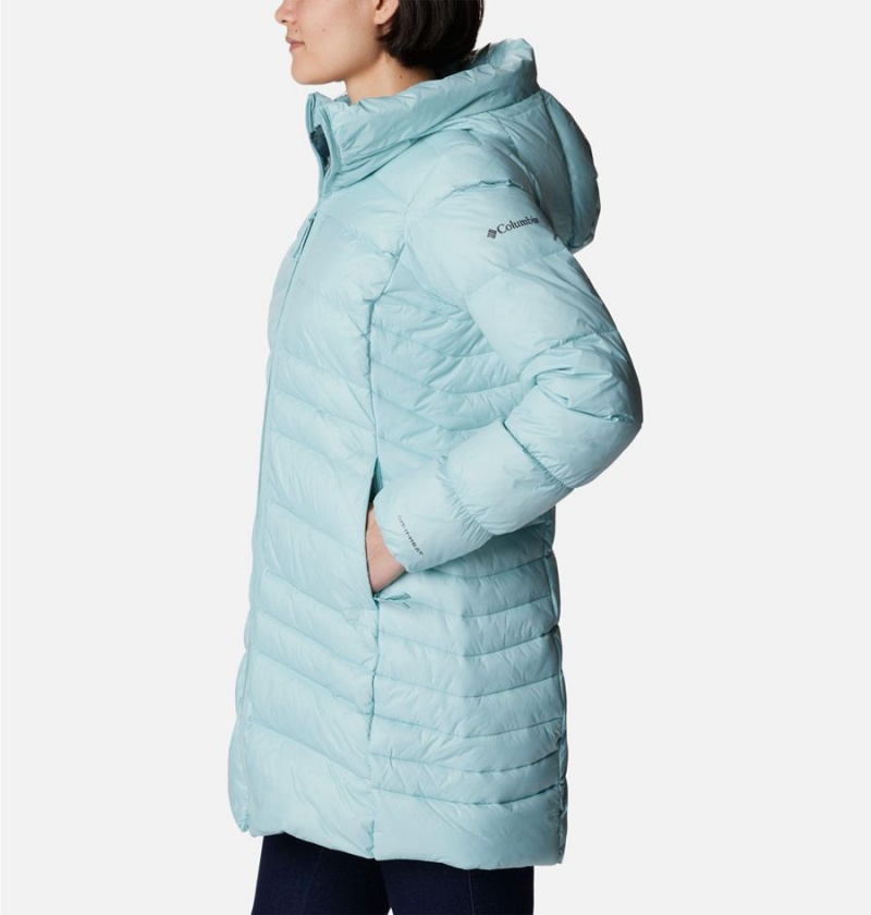 Turquoise Women's Columbia Autumn Park Hooded Mid Puffer Jacket | IGHBZ-9214