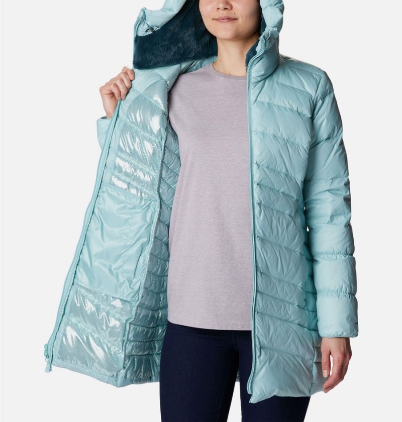 Turquoise Women's Columbia Autumn Park Hooded Mid Puffer Jacket | IGHBZ-9214