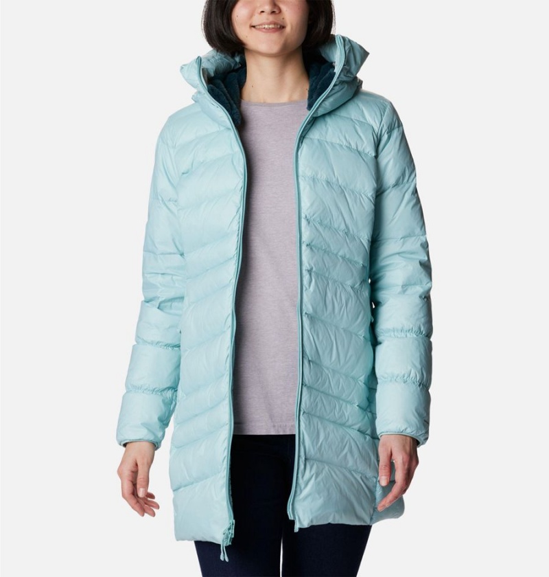 Turquoise Women's Columbia Autumn Park Hooded Mid Puffer Jacket | IGHBZ-9214