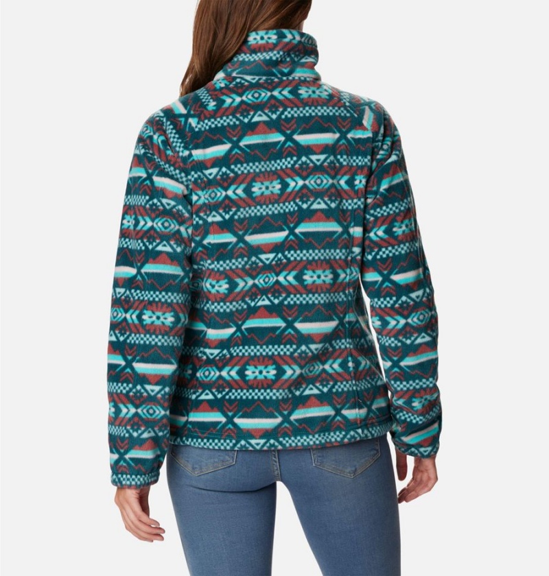 Turquoise Women's Columbia Benton Springs Printed Full Zip Fleece Jacket | LAKNV-6839