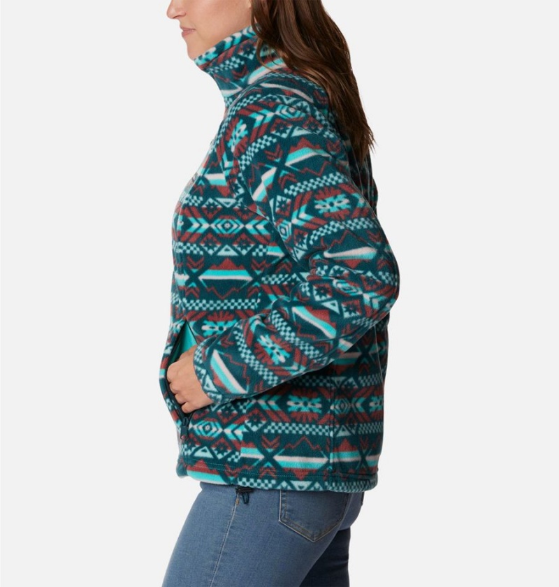 Turquoise Women's Columbia Benton Springs Printed Full Zip Fleece Jacket | LAKNV-6839