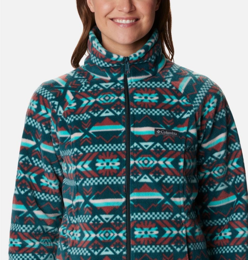 Turquoise Women's Columbia Benton Springs Printed Full Zip Fleece Jacket | LAKNV-6839