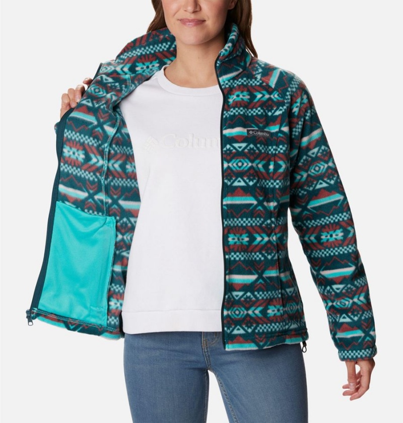 Turquoise Women's Columbia Benton Springs Printed Full Zip Fleece Jacket | LAKNV-6839