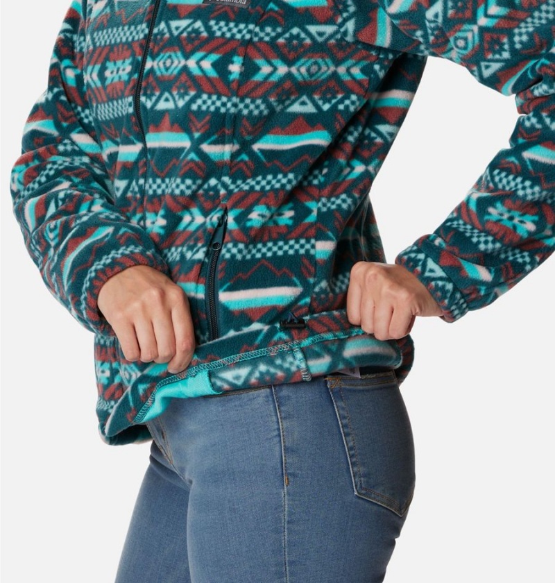 Turquoise Women's Columbia Benton Springs Printed Full Zip Fleece Jacket | LAKNV-6839