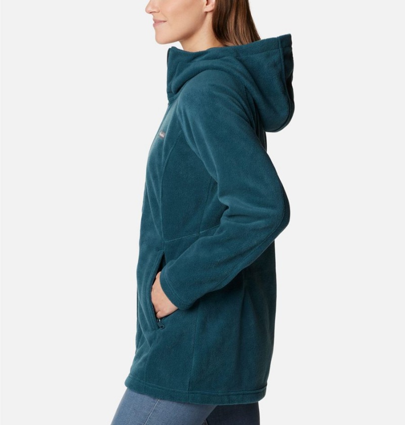 Turquoise Women's Columbia Benton Springs II Long Hoodie Fleece Jacket | DQPHL-6190