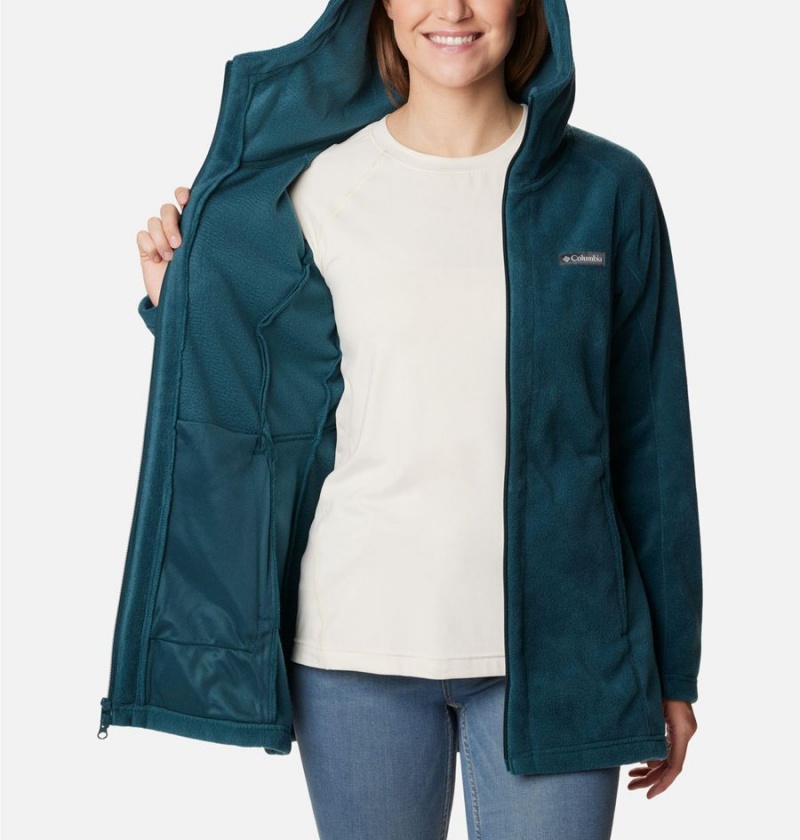 Turquoise Women's Columbia Benton Springs II Long Hoodie Fleece Jacket | DQPHL-6190