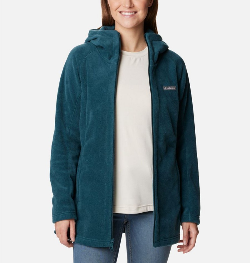 Turquoise Women's Columbia Benton Springs II Long Hoodie Fleece Jacket | DQPHL-6190