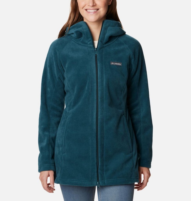 Turquoise Women\'s Columbia Benton Springs II Long Hoodie Fleece Jacket | DQPHL-6190