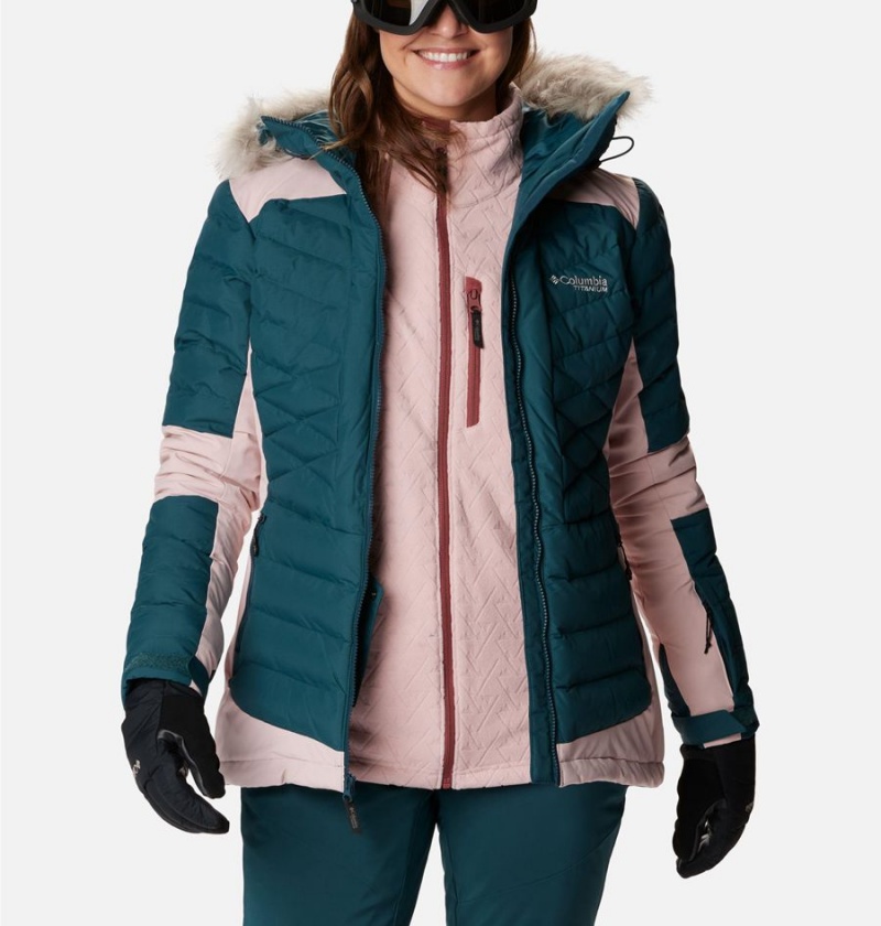 Turquoise Women's Columbia Bird Mountain II Insulated Puffer Jacket | YMDRT-5376