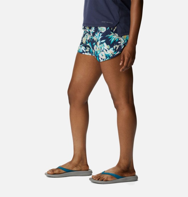 Turquoise Women's Columbia Bogata Bay Stretch Printed Shorts | WRZPA-4083