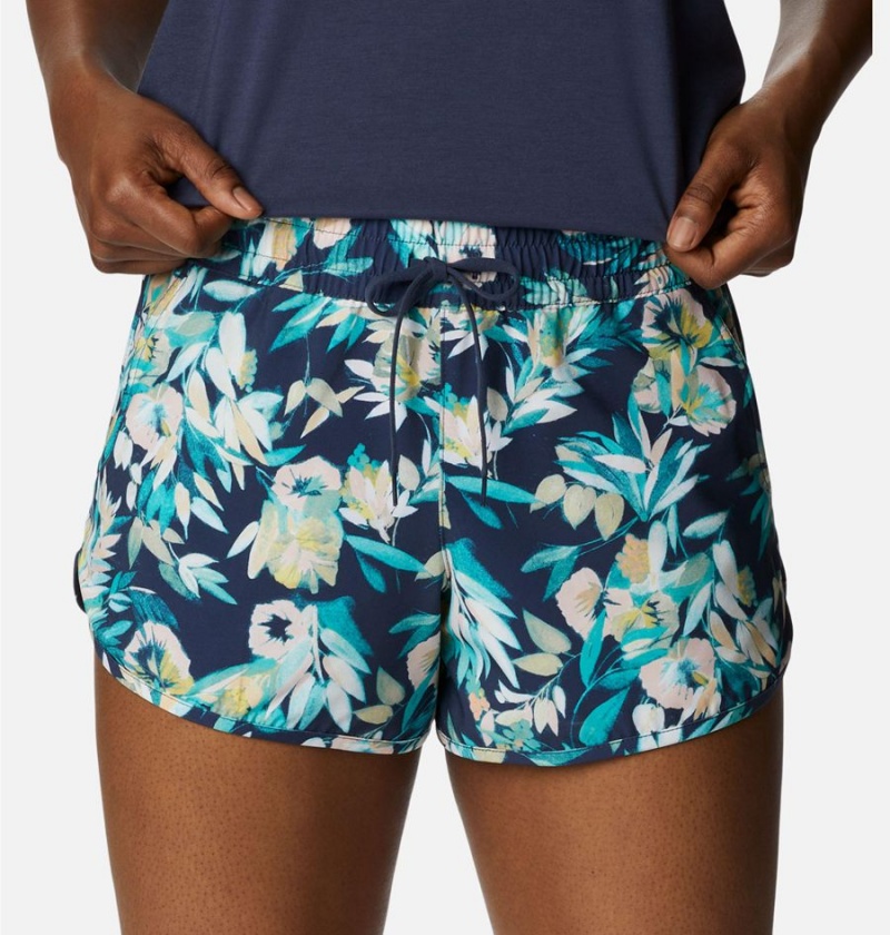 Turquoise Women's Columbia Bogata Bay Stretch Printed Shorts | WRZPA-4083