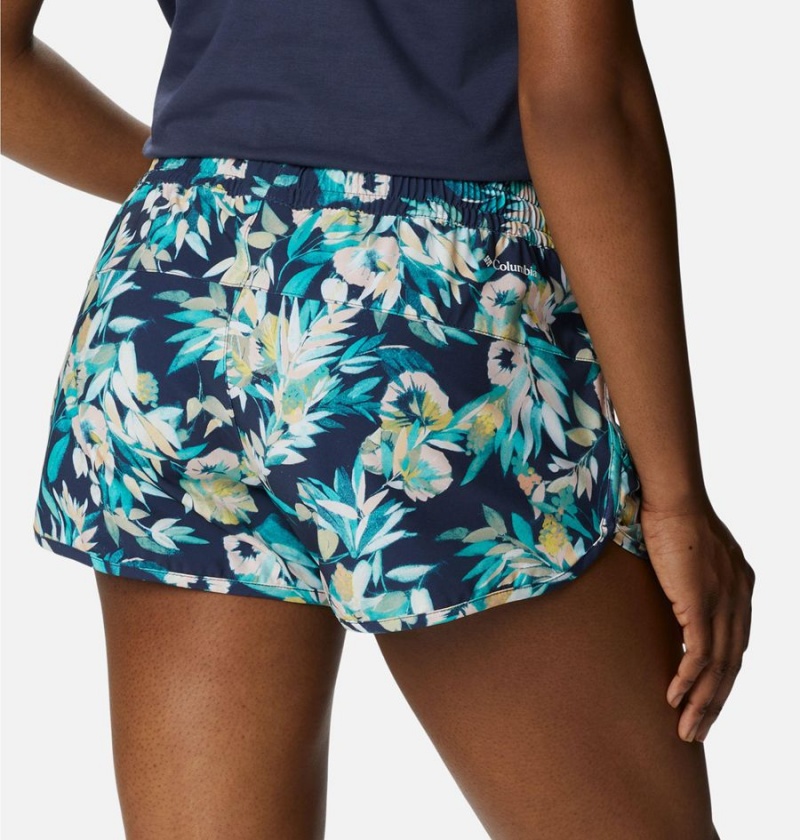 Turquoise Women's Columbia Bogata Bay Stretch Printed Shorts | WRZPA-4083