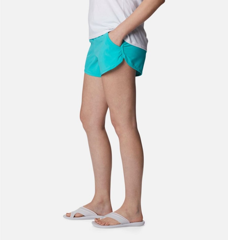 Turquoise Women's Columbia Bogata Bay Stretch Shorts | AXERJ-0496