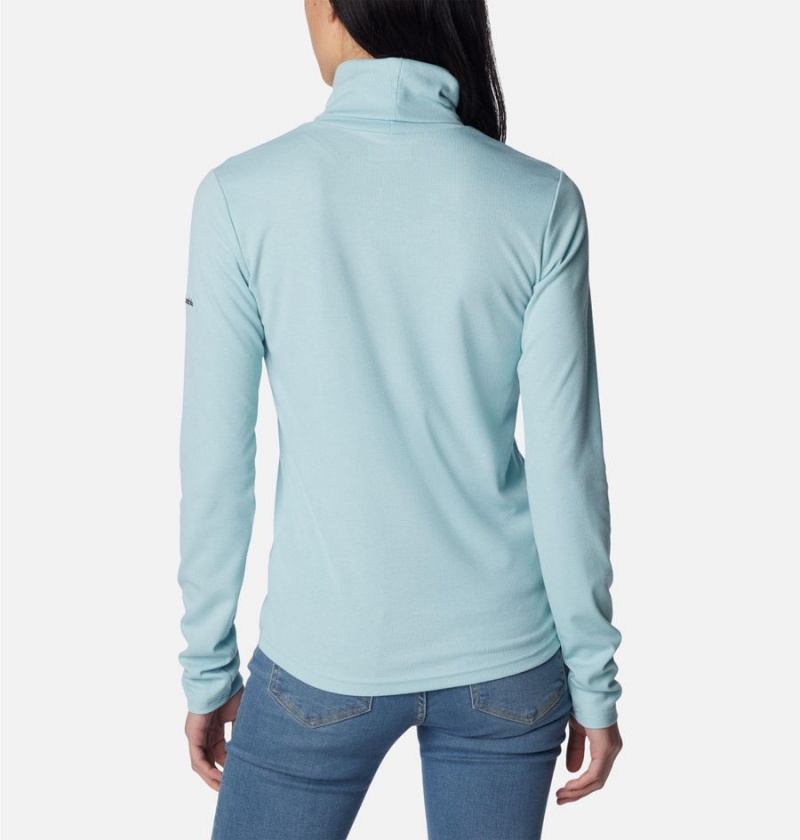 Turquoise Women's Columbia Boundless Trek Ribbed Turtleneck Long Sleeve T-Shirt | NTJGY-1952