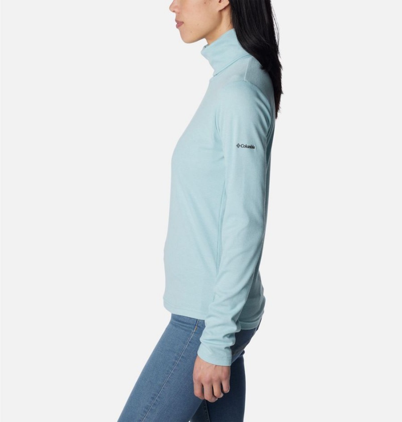 Turquoise Women's Columbia Boundless Trek Ribbed Turtleneck Long Sleeve T-Shirt | NTJGY-1952