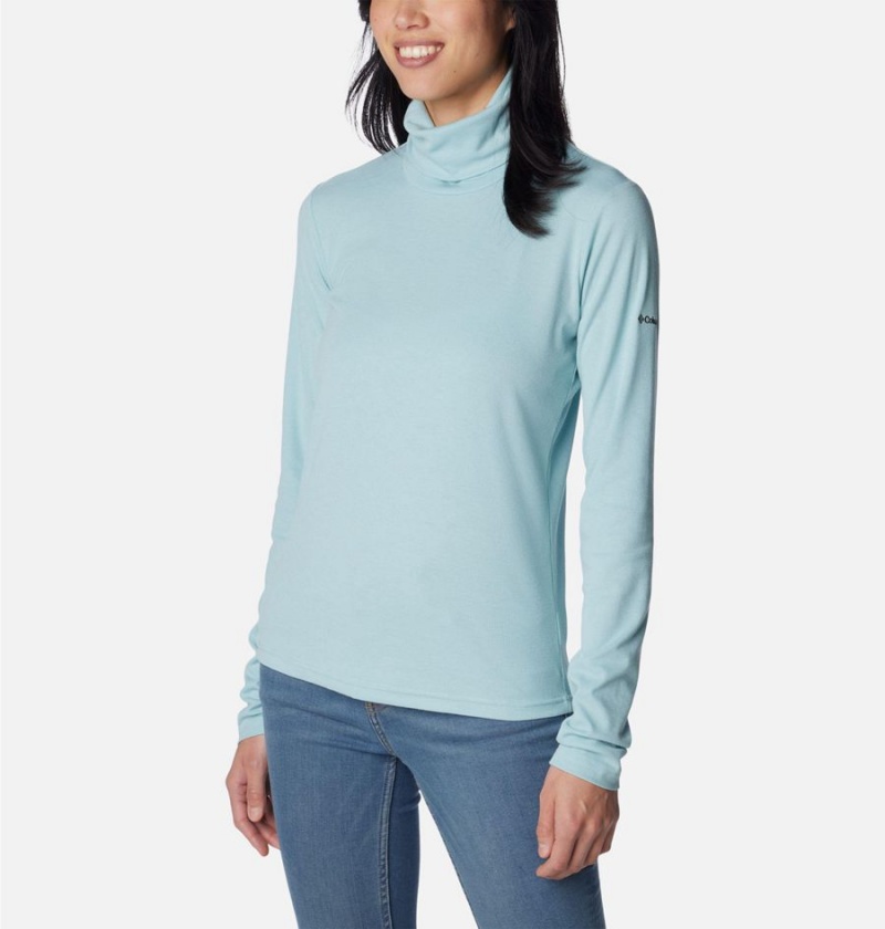 Turquoise Women's Columbia Boundless Trek Ribbed Turtleneck Long Sleeve T-Shirt | NTJGY-1952