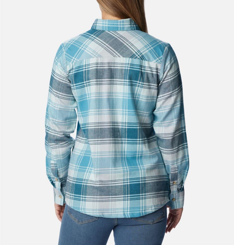 Turquoise Women's Columbia Calico Basin Flannel Long Sleeve Shirt | NPQCZ-2815