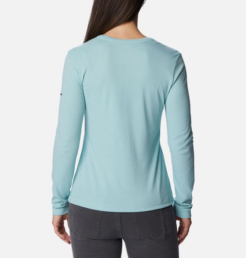 Turquoise Women's Columbia Calico Basin Ribbed Long Sleeve T-Shirt | FMKDY-3094