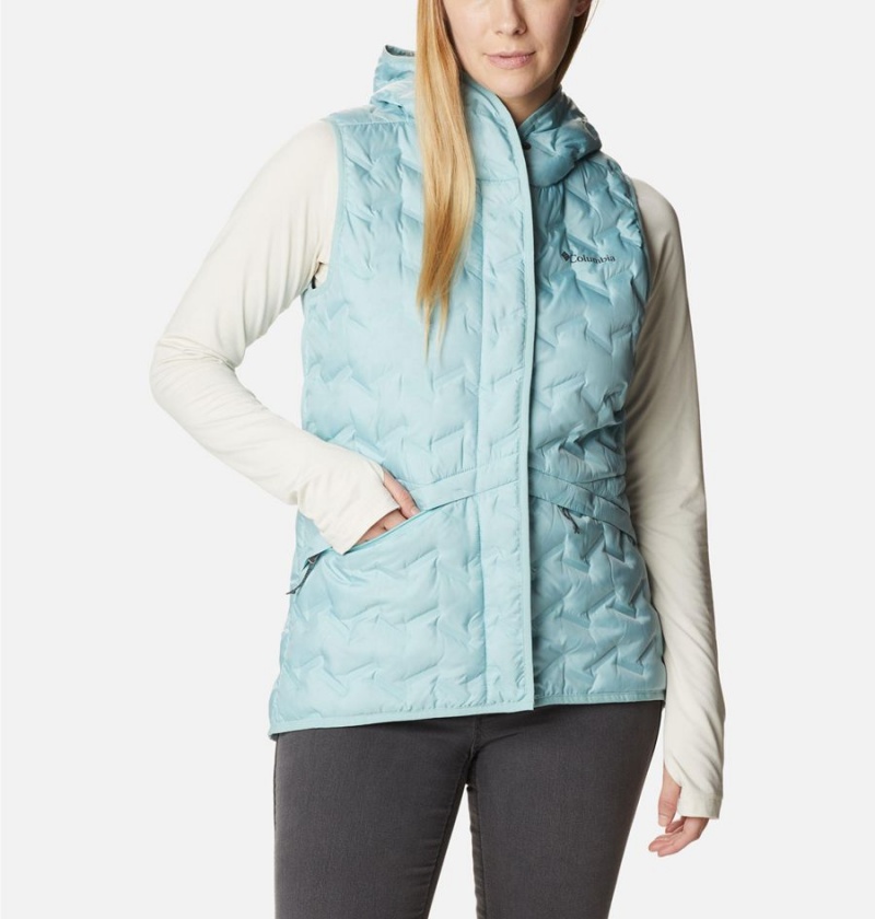 Turquoise Women\'s Columbia Delta Ridge Hooded Vest | XTPUY-8213