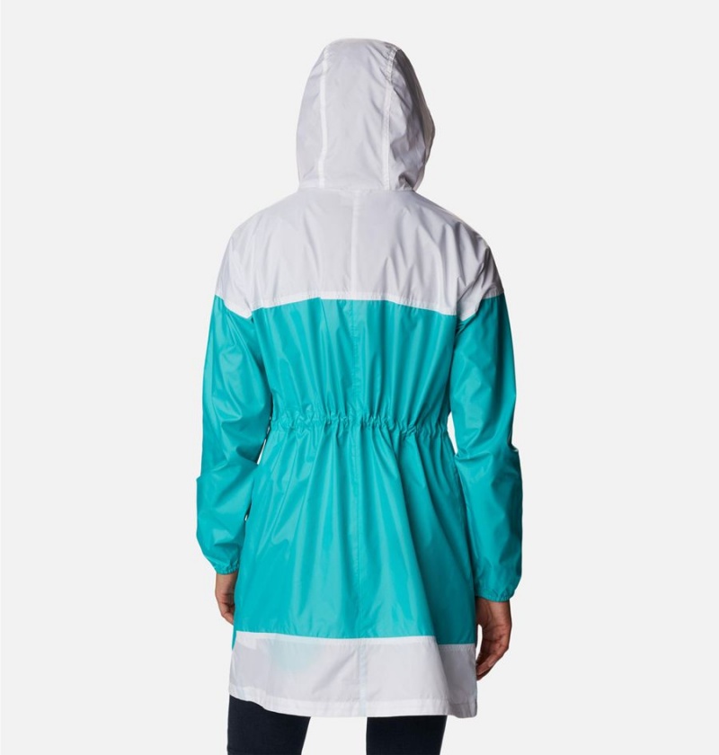 Turquoise Women's Columbia Flash Challenger Long Jacket Windbreaker | QDHXA-4165